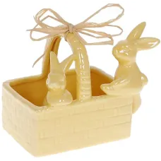 Керамическое кашпо для сладкого в корзинке Bona Зайки 16х11х12.5 см Yellow DP119929