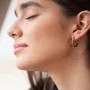 Серебряные серьги - кольца (голубые и желтые камни) 698 Оникс