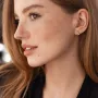 Серьги - кольца в желтом золоте (фианиты) с08014 Оникс