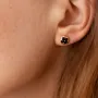 Ассиметричные золотые серьги - пусеты Клевер (эмаль) 311383100 Оникс