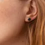 Ассиметричные золотые серьги - пусеты Клевер (эмаль) 311631100 Оникс
