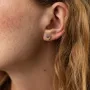 Серебряные серьги - пусеты Сердечки (голубые и желтые камни) 602 Оникс