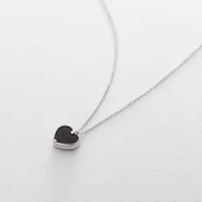 Серебряное колье с сердечком (оникс) 18793 Оникс 45