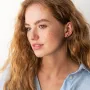 Серьги - пусеты Фианит на цепочке в желтом золоте с08021 Оникс