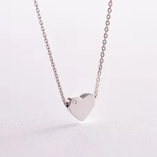 Серебряное колье Сердечко с фианитом 1090 Оникс 37