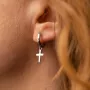 Серебряные серьги - кольца Крестики 40004 Оникс