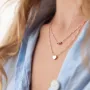 Двойное золотое колье Шарики и сердечко кол02293 Оникс 45