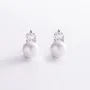 Серьги - пусеты с жемчугом и фианитами (белое золото) с07999 Оникс