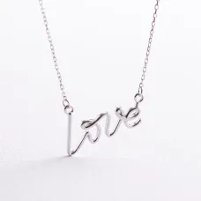 Колье Love в белом золоте кол02266 Оникс 45