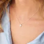 Колье Крестик в белом золоте кол02269 Оникс 45