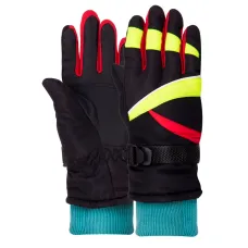 Перчатки горнолыжные теплые детские SP-Sport C-51-1 M-L Черный-салатовый-красный