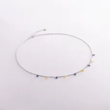 Колье Украинка в серебре (синие и желтые фианиты) 181225 Оникс 43