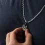 Серебряный кулон Герб Украины - Тризуб с эбеновым деревом 959 Оникс