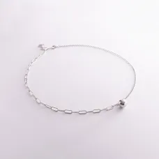 Серебряное колье Цепочка с шариком 181227 Оникс 45