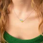 Колье Карта Украины в белом золоте (голубая и желтая эмаль) кол02333 Оникс 42