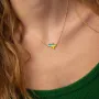 Колье Карта Украины в желтом золоте (голубая и желтая эмаль) кол02323 Оникс 42