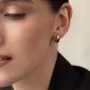 Серьги - кольца в желтом золоте (овальные) с08107 Оникс
