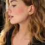 Золотые серьги - пусеты Сердечки с голубыми и желтыми бриллиантами 327471121 Оникс