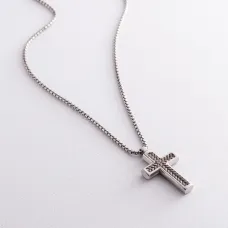 Мужское серебряное колье Крест ZANCAN EXC480-N Оникс 60