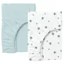 Набір простирадла на резинці COSAS LIGHT BLUE / GREY STARS Ранфорс 140х200х20 см 2 шт Сірий/Блакитний