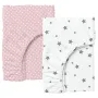 Набор Простыня на резинке COSAS ROSE DOTS/ GREY STARS Ранфорс 160х200х20 см 2 шт Розовый/Белый