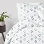 Євро постіль з простирадлом на гумці White Stars COSAS Блакитний 200х220 см