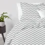 Євро постіль з простирадлом на гумці Grey W Zigzag COSAS сірий 200х220 см