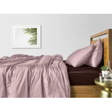 Євро постільна білизна сатин Beige CS8 COSAS Шоколад 200х220 см