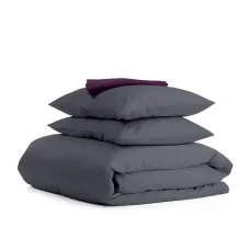 Полуторна постільна білизна Grey COSAS Фіалка 160х220 см