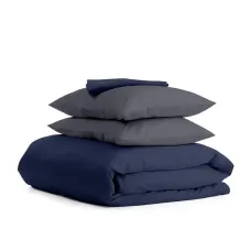 Полуторна постільна білизна Dark Blue CS4 COSAS сірий 160х220 см