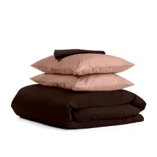 Півтораспальний комплект COSAS CHOCOLATE SATIN Сатин 160х220 см Бежевий/Шоколадний