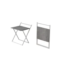 Стол трансформер Компакт 1 Ferrum-decor 750x790x720 Белый металл ДСП Бетон 16 мм (KOM114)