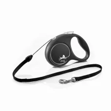 Поводок рулетка для собак мелких и средних пород Flexi Black Design S 5 м до 12 кг Черный