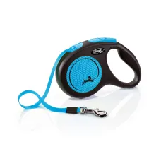 Поводок рулетка для собак Flexi New Neon М 5 м до 25 кг синий