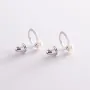 Серебряные серьги-пусеты Круговорот с жемчугом 123277 Оникс