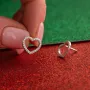 Серебряные серьги - пусеты Сердечки с фианитами OR121210 Оникс