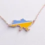 Колье Карта Украины в красном золоте (голубая и желтая эмаль) кол02357 Оникс 43