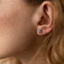 Серебряные серьги - пусеты (голубые и желтые камни) 502 Оникс