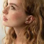 Серебряные серьги - пусеты (голубые и желтые камни) 502 Оникс