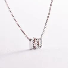 Серебряное колье с буквой Ю с фианитами 1103 Ю Оникс 45