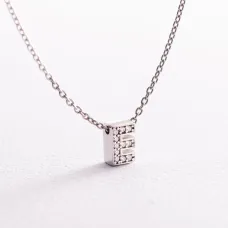 Серебряное колье с буквой Е с фианитами 1103 Е Оникс 45