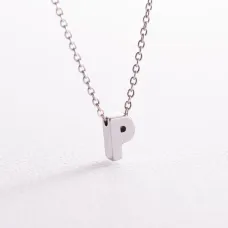 Серебряное колье с буквой Р 1105 Р Оникс 45