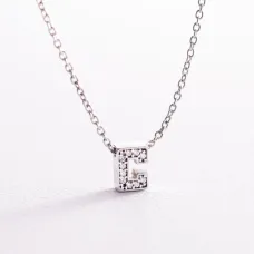 Серебряное колье с буквой С с фианитами 1103 С Оникс 45