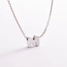 Серебряное колье с буквой М 1105 М Оникс 45
