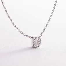 Серебряное колье с буквой D с фианитами 1103 D Оникс 45
