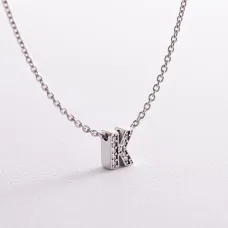 Серебряное колье с буквой К с фианитами 1103 К Оникс 45