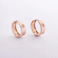 Серьги - кольца Love в красном золоте с08166 Оникс
