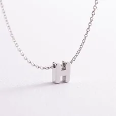 Серебряное колье с буквой Н 1105 Н Оникс 45