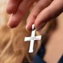 Серебряный крестик With God all things are possible (фианиты, оникс) 280 Оникс