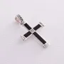 Серебряный крестик With God all things are possible (фианиты, оникс) 280 Оникс